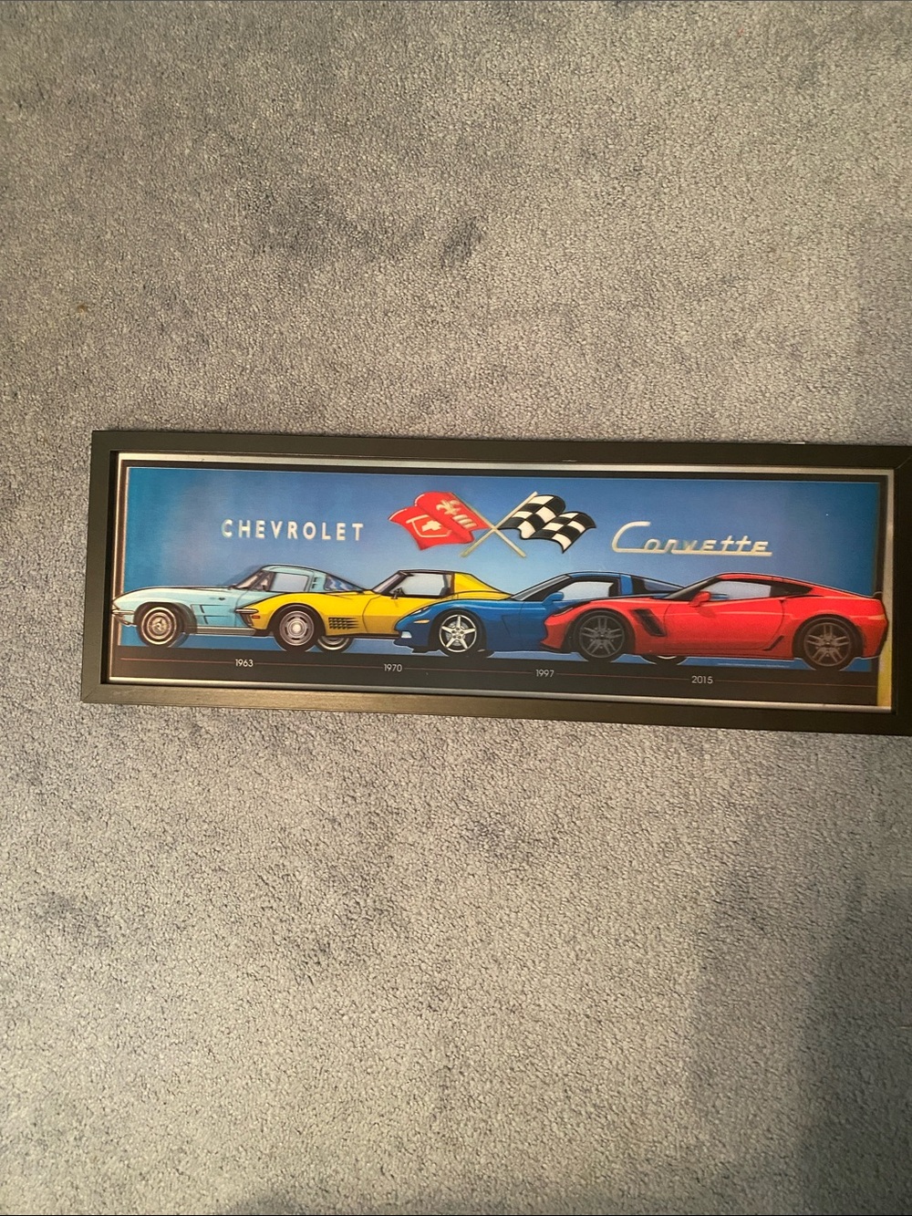 Hobby Lobby Corvette Timeline Wall Art - Blue, Yellow, Red